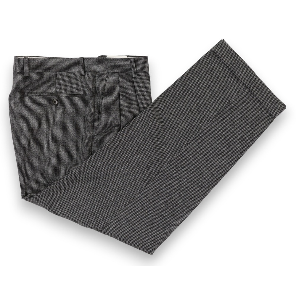 Zanella Dress Pants Mens 32x29 Bennett Gray Houndstooth Pleated Trousers Italy